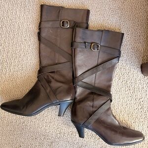 Brown Leather Knee-High Boots